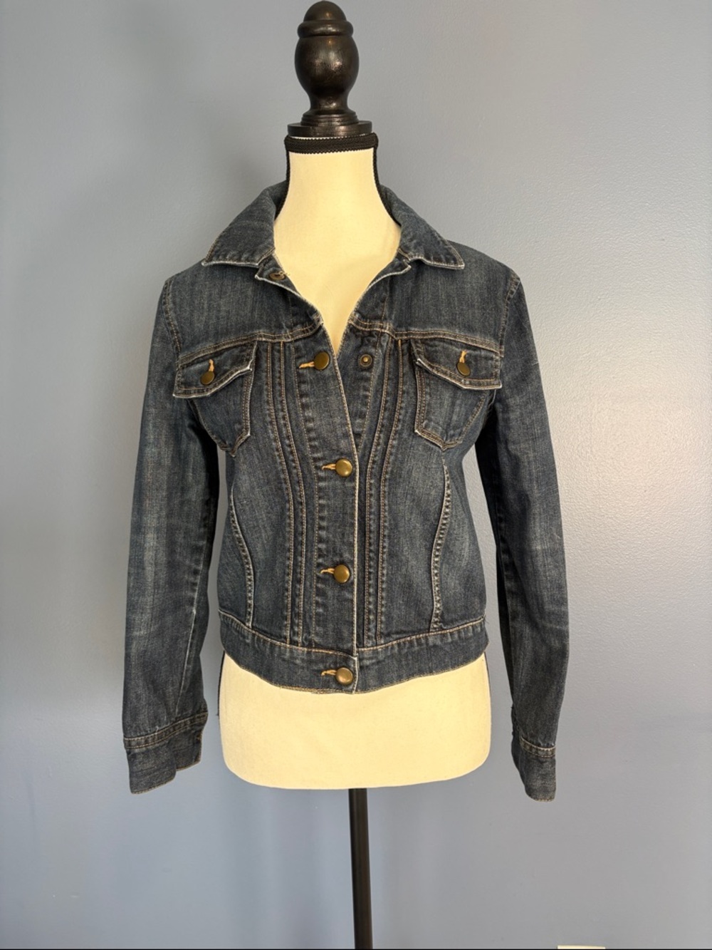 Joe Fresh Women's Indigo Denim Jacket with Brass Buttons size Small